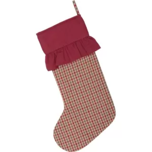 VHC Brands 20 in. Jonathan Plaid Natural Tan Traditional Christmas Decor Stocking