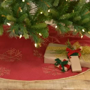 VHC Brands 48 in. Revelry Brick Red Traditional Christmas Decor Tree Skirt