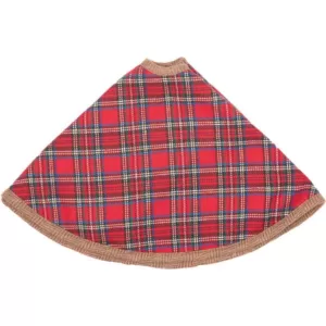 VHC Brands 21 in. Gavin Cherry Red Rustic Christmas Decor Mini Tree Skirt