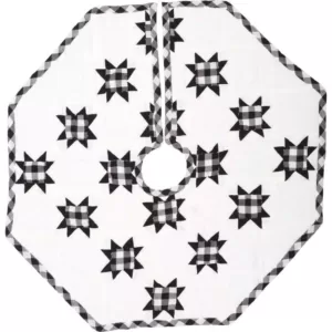 VHC Brands 21 in. Black Emmie Farmhouse Christmas Decor Patchwork Tree Skirt