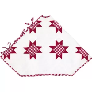VHC Brands 60 in. Red Emmie Farmhouse Christmas Decor Patchwork Tree Skirt