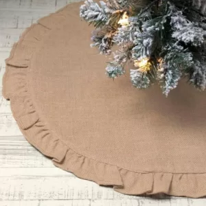 VHC Brands 21 in. Jute Burlap Natural Tan Holiday Rustic and Lodge Decor Tree Skirt