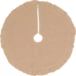 VHC Brands 21 in. Jute Burlap Natural Tan Holiday Rustic and Lodge Decor Tree Skirt