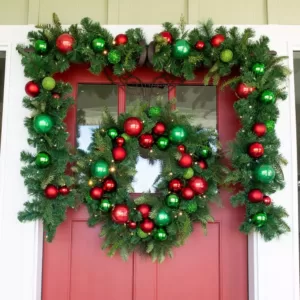 Village Lighting Company 30 in. Pre-Lit LED Christmas Cheer Wreath