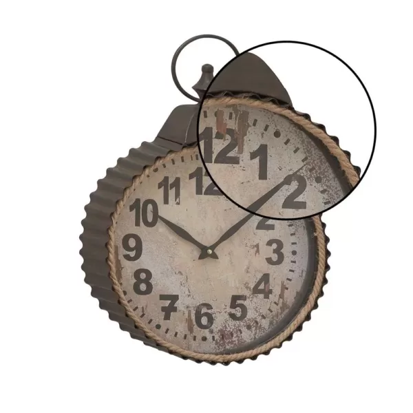 LITTON LANE Rustic Distressed Round Analog Wall Clock