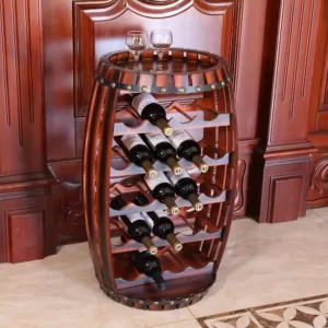 Vintiquewise Rustic 23 Bottles Barrel Shaped Wooden Wine Rack