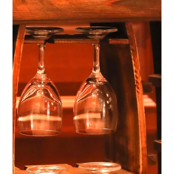 Vintiquewise Decorative Wooden 8-Bottle Rustic Wine Rack with Glasses Holder