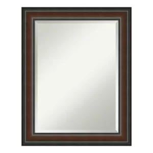 Amanti Art Cyprus 23 in. W x 29 in. H Framed Rectangular Beveled Edge Bathroom Vanity Mirror in Walnut