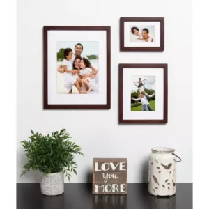 DesignOvation Gallery 11 in. x 14 in. Matted to 8 in. x 10 in. Walnut Brown Picture Frame (Set of 4)