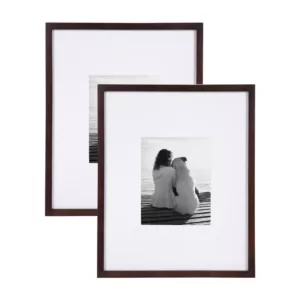 DesignOvation Gallery 16x20 matted to 8x10 Walnut Brown Picture Frame Set of 2