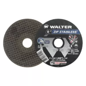 WALTER SURFACE TECHNOLOGIES ZIP Stainless 5 in. x 7/8 in. Arbor x 3/64 in. T1 Cutting Disc for Stainless (25-Pack)