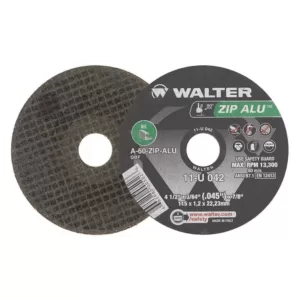 WALTER SURFACE TECHNOLOGIES ZIP ALU 4.5 in. x 7/8 in. Arbor x 3/64 in. T1 Cutting Wheel for Aluminum (25-Pack)