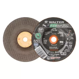 WALTER SURFACE TECHNOLOGIES Flexcut 4.5 in. x 5/8-11 in. Arbor GR36 Flexible Grinding Wheel for Mill Scale (25-Pack)