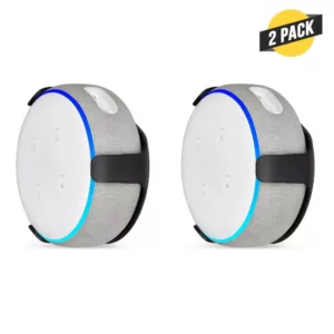 Wasserstein Wall Mount Compatible with Echo Dot (3rd Gen) - Mounting Alternative for Your Alexa Smart Speaker in Black (2-Pack)