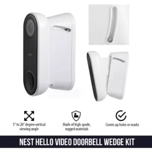 Wasserstein Adjustable Vertical Wall Mount Kit Compatible with Google Nest Hello Video Doorbell, White