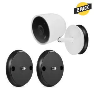 Wasserstein Magnetic Wall Mount for Google Nest Cam IQ Indoor - Mount Your Camera with Screws or Magnets, Black (2-Pack)