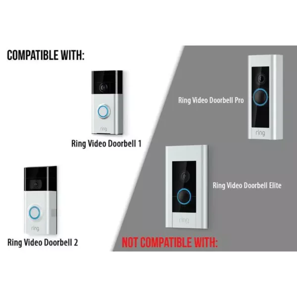 Wasserstein Adjustable Angle Wall Mount for Ring Video Doorbell 1, Ring Video Doorbell 2 and Ring Video Doorbell 3