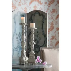 A & B Home 27.5 in. Magnesia Weathered White Candle Holder