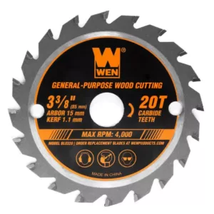WEN 3-3/8 in. 20-Tooth Professional Woodworking Saw Blade for Compact and Mini Circular Saws