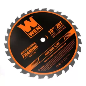 WEN 10 in. 28-Tooth Carbide-Tipped Professional Multi-Material Framing Saw Blade