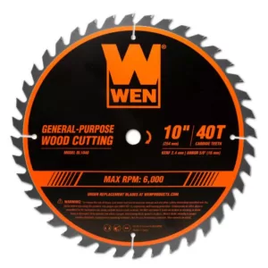 WEN 10 in. 40-Tooth Carbide-Tipped Professional Woodworking Saw Blade for Miter Saws and Table Saws