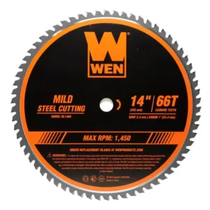 WEN 14 in. 66-Tooth Carbide-Tipped Professional Metal Saw Blade for Mild Steel Cutting