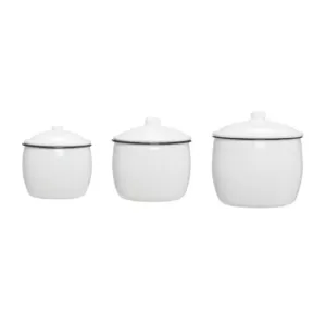 3R Studios 3-Piece Enameled Metal Canister Set with Lids