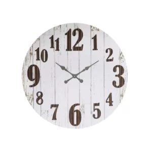 3R Studios Distressed White Wood Slat Wall Clock
