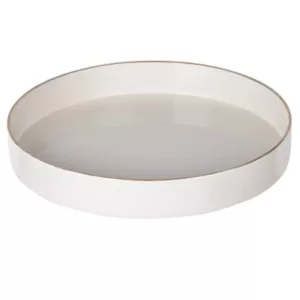 Benzara White Sturdy Plastic Round Tray