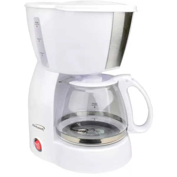 Brentwood Appliances 4-Cup White Coffee Maker and 2-Slice White Toaster