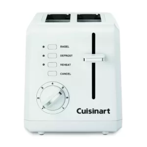 Cuisinart Compact 2-Slice White Wide Slot Toaster with Crumb Tray