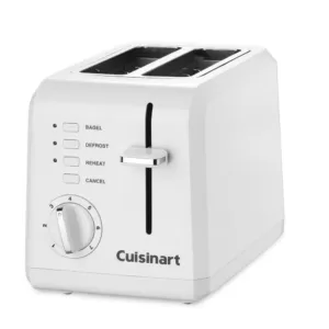 Cuisinart Compact 2-Slice White Wide Slot Toaster with Crumb Tray