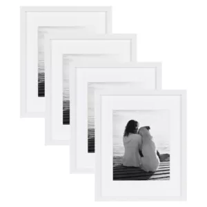 DesignOvation Gallery 11 in. x 14 in. Matted to 8 in. x 10 in. White Picture Frame (Set of 4)
