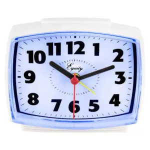 Equity by La Crosse 3 in. Tall Electrical Analog White Alarm Clock with backlight
