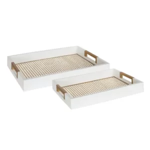 Kate and Laurel Hanneli White/Gold Decorative Tray(Set of 2)