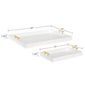 Kate and Laurel Lipton 18 in. x 3 in. x 28 in. White/Gold Decorative Tray