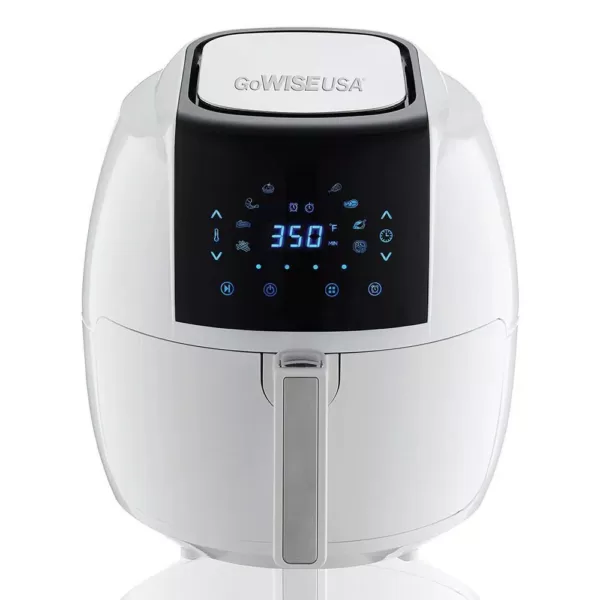 GoWISE USA 8-in-1 5.8 Qt. Touch Screen White Air Fryer with Recipe Book