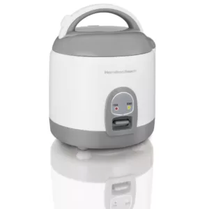 Hamilton Beach 8-Cup White Rice Cooker and Warmer with Non-Stick Cooking Pot, Rice Paddle and Measuring Cup