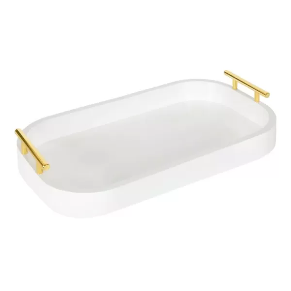 Kate and Laurel Lipton 18 in. x 3 in. x 10 in. White Decorative Rectangle Tray