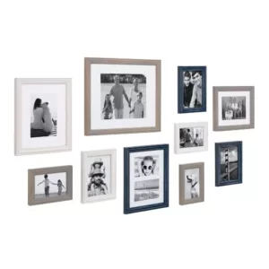 Kate and Laurel Bordeaux Multicolored Gray, Blue and White Picture Frame (Set of 10)