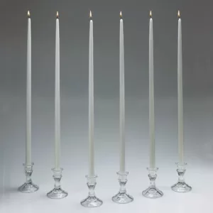 Light In The Dark 24 in. Tall White Taper Candles (Set of 12) with New Ez Safe Storage Box
