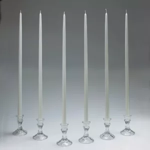 Light In The Dark 24 in. Tall White Taper Candles (Set of 12) with New Ez Safe Storage Box
