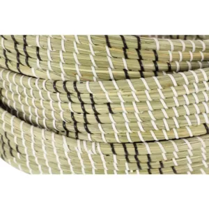 LITTON LANE White Seagrass and Polyethylene Decorative Wicker Trays with Black Accents (Set of 3)