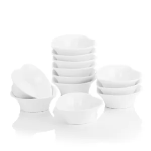 MALACASA 3.5 in. White Ceramic Ramekins Set Souffle Dishes (Set of 12)