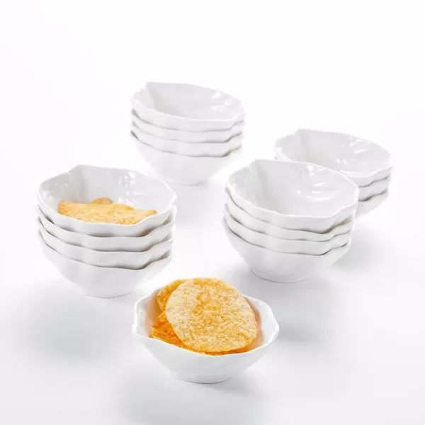 MALACASA 3.5 in. Porcelain White Ramekins Souffle Dishes Serving Bowls