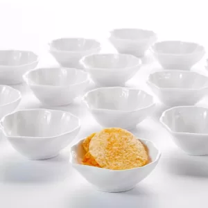 MALACASA 3.5 in. Porcelain White Ramekins Souffle Dishes Serving Bowls