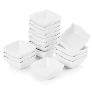 MALACASA 2.5-Inch Porcelain White Ramekins Souffle Dishes Serving Bowls(Set of 16)