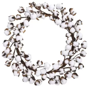 Nearly Natural 20 in. Cotton Ball Wreath