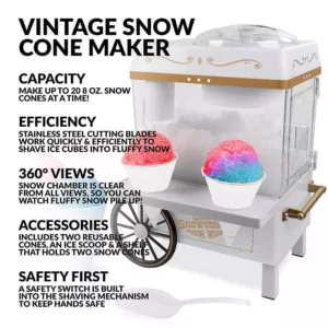 Nostalgia 160 oz. Snow Cone Maker in White with Reusable Cones