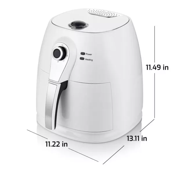 Ovente 3.2 qt. White Electric Air Fryer with 30-min Timer, Adjustable Temperature Controls, Includes Fry Basket and Grill Pan